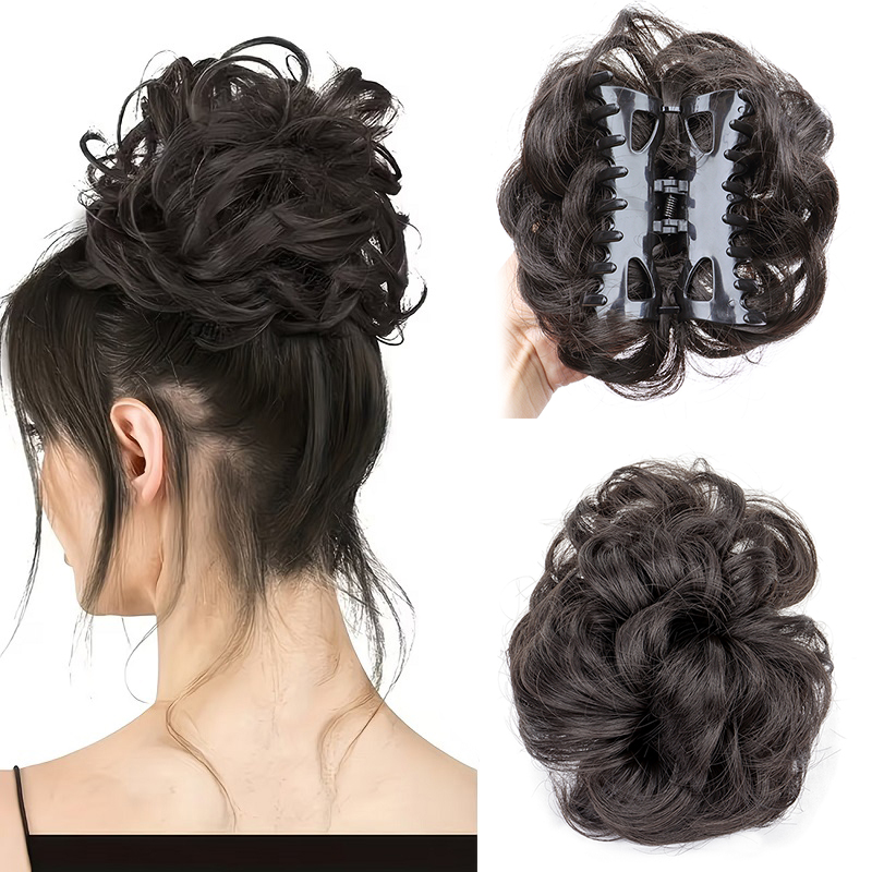 Claw Clip Messy Bun Hair Piece - Syntetyczny, niechlujny kok z włosów, gumka