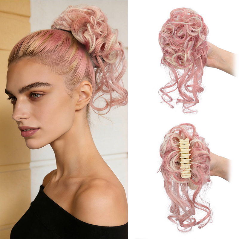 Claw Clip Messy Bun Hair Piece - Zestaw do tworzenia koków: syntetyczny, kręcony