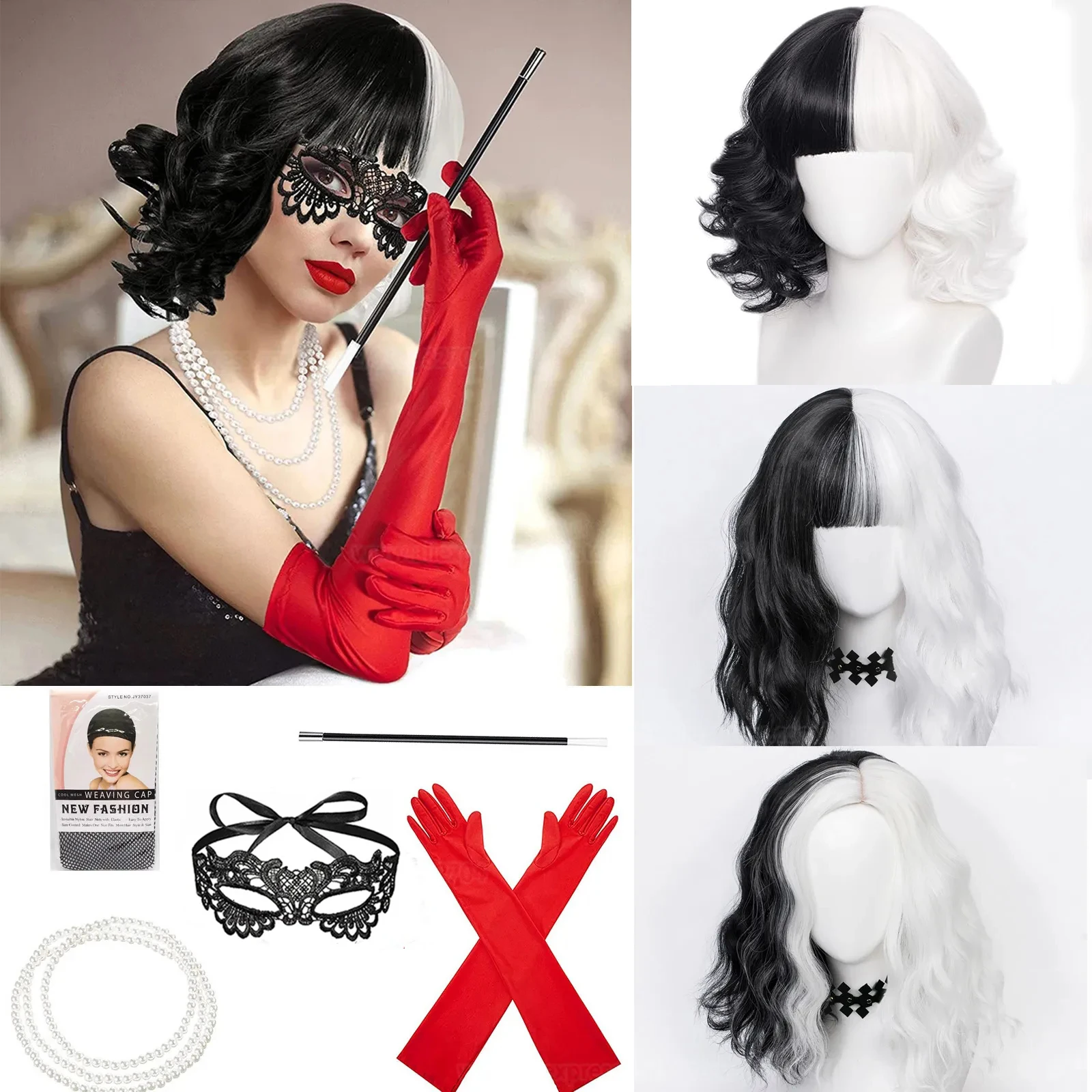 Synthetic Braided Wigs For Black Women - Peruka do cosplayu Cruella de Vil,