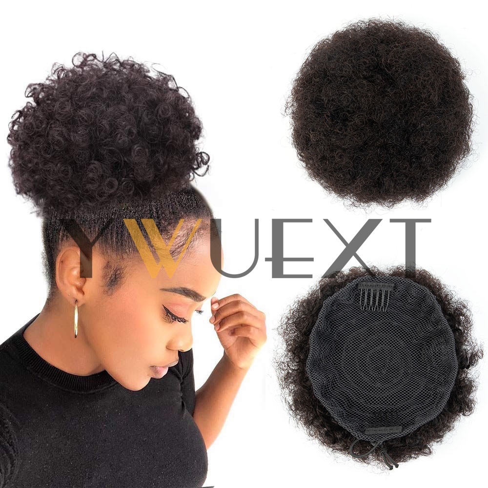 Drawstring Afro Curly Puff Ponytail - Afro Puff Kucyk z Włosów Naturalnych