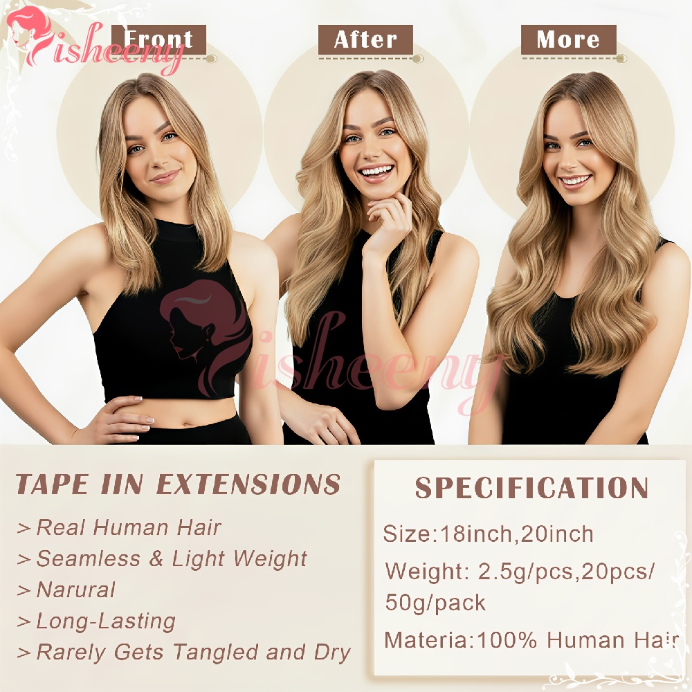 Isheeny – proste, doczepiane p – Invisible Tape In Extensions Real Hair recenzja i cena