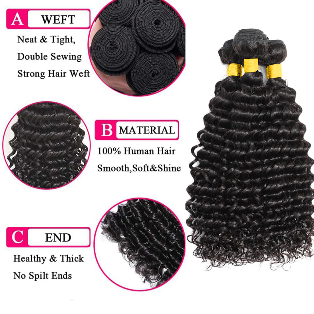 100% Brazylijskie, dziewicze w – Deep Wave 3 Bundles With Closure recenzja i cena