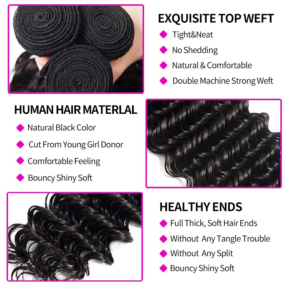 100% Brazylijskie, dziewicze w – Deep Wave 3 Bundles With Closure recenzja i cena