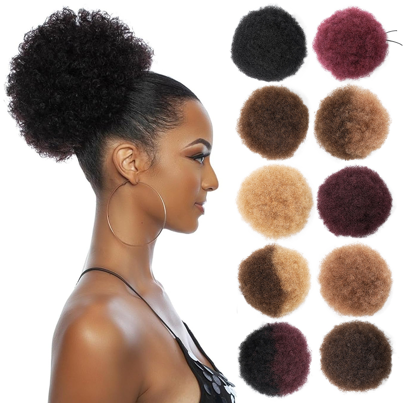 100% Ludzkie Włosy 8 Cali Krót – Drawstring Afro Curly Puff Ponytail recenzja i cena