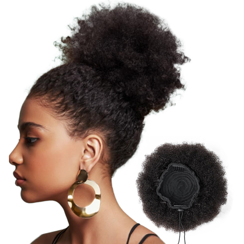 100% Ludzkie Włosy 8 Cali Krót – Drawstring Afro Curly Puff Ponytail recenzja i cena