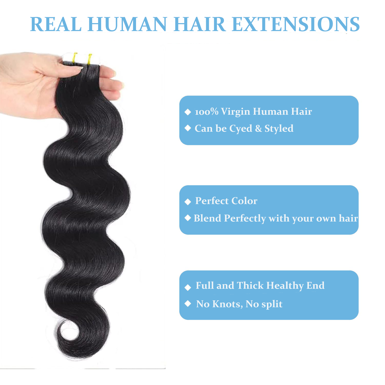 Niewidoczne doczepiane włosy n – Invisible Tape In Extensions Real Hair recenzja i cena